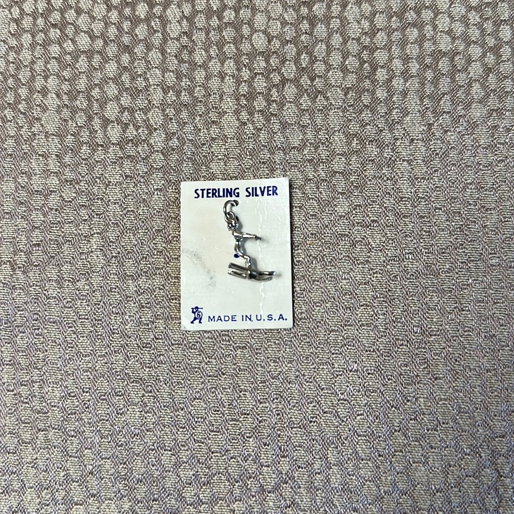Vintage sterling silver snow skier charm